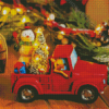 Red Vintage Christmas Truck Diamond Painting