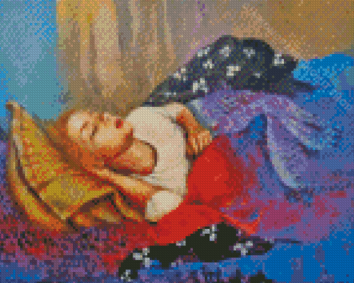 Sleepy Woman On Bed Diamond Painting