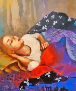 Sleepy Woman On Bed Diamond Painting