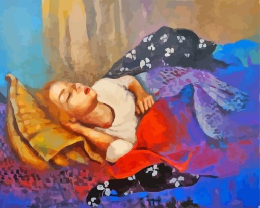 Sleepy Woman On Bed Diamond Painting