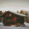 Snowfall Forest Cabin Diamond Painting