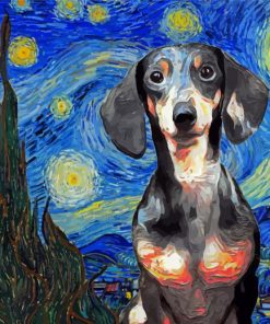 Starry Night Dachshund Diamond Painting