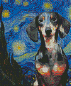 Starry Night Dachshund Diamond Painting