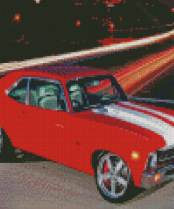 White Red 70s Car Diamond Painting