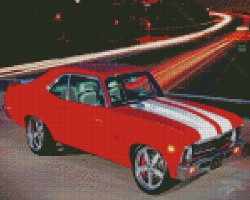 White Red 70s Car Diamond Painting