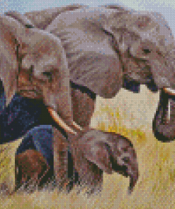 3 Elephants Family Diamond Painting