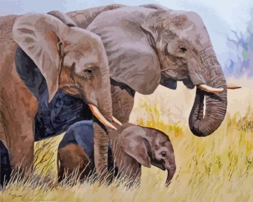 3 Elephants Family Diamond Painting