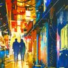 Abstract Couple Walking In The City Diamond Painting