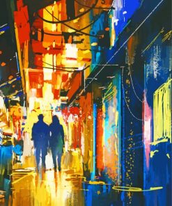 Abstract Couple Walking In The City Diamond Painting