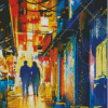 Abstract Couple Walking In The City Diamond Painting