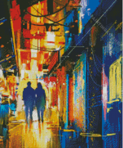 Abstract Couple Walking In The City Diamond Painting