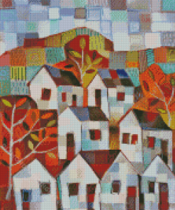 Abstract Autumn Houses Diamond Painting