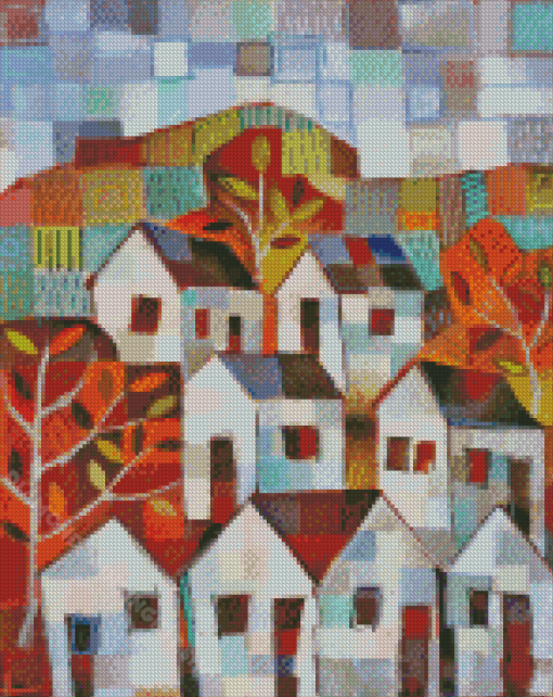 Abstract Autumn Houses Diamond Painting