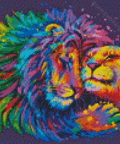 Aesthetic Colorful Lioness Diamond Painting