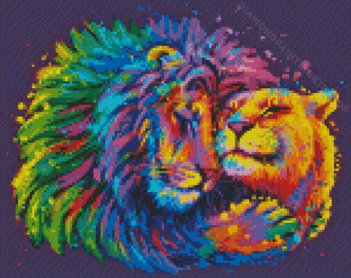 Aesthetic Colorful Lioness Diamond Painting