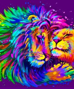 Aesthetic Colorful Lioness Diamond Painting