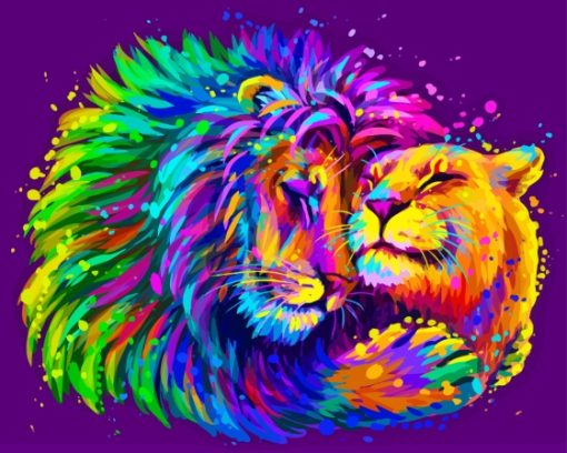 Aesthetic Colorful Lioness Diamond Painting