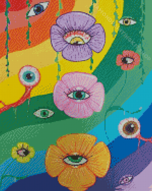 Aesthetic Flowers Eyes Diamond Painting