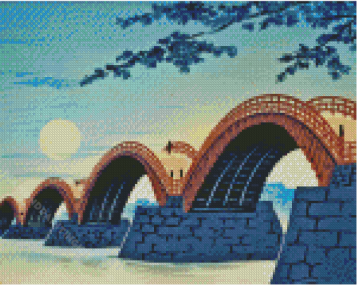 Aesthetic Kintai Bridge Diamond Painting