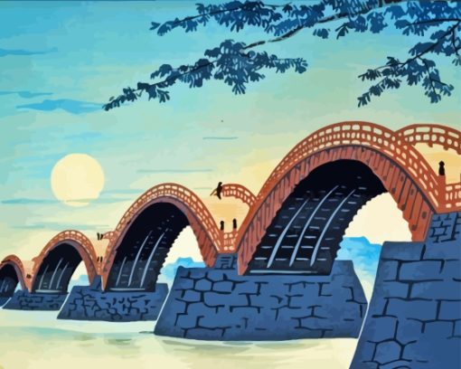 Aesthetic Kintai Bridge Diamond Painting