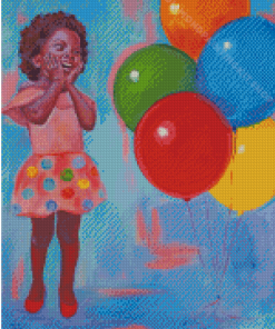 Black Girl With Balloon Diamond Painting