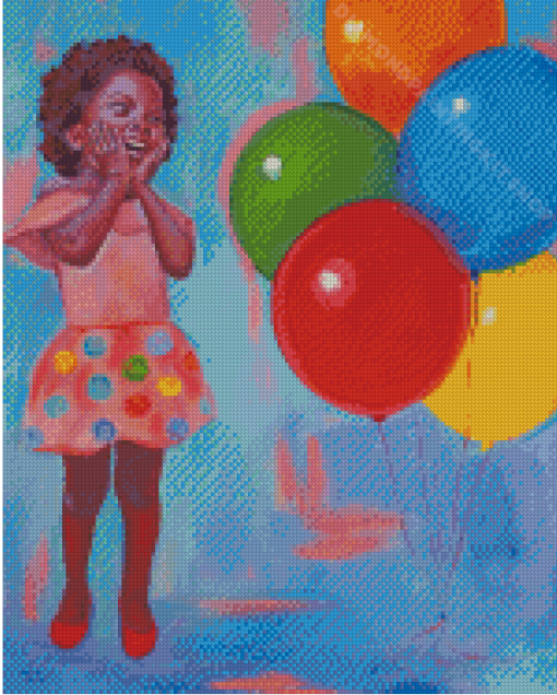 Black Girl With Balloon Diamond Painting