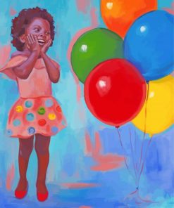 Black Girl With Balloon Diamond Painting