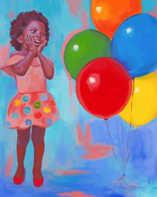 Black Girl With Balloon Diamond Painting