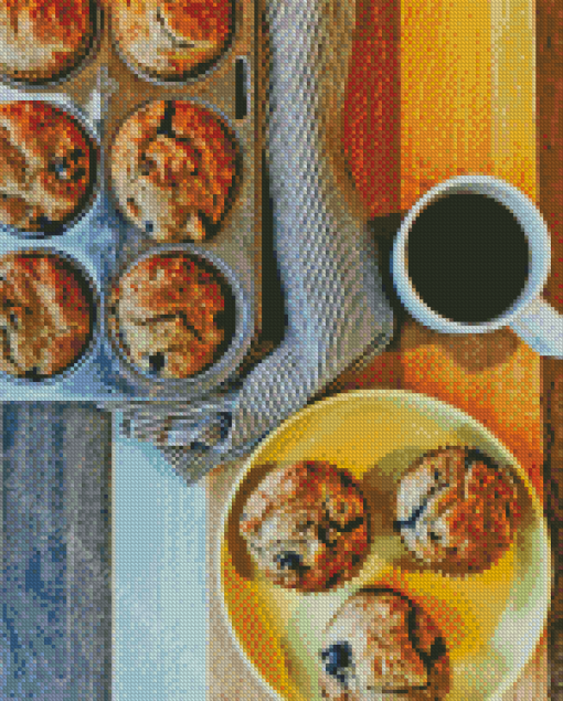 Blueberry Muffins And Coffee Cup Diamond Painting