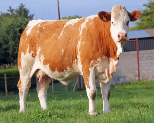 Brown Simmental Cattle Animal Diamond Painting