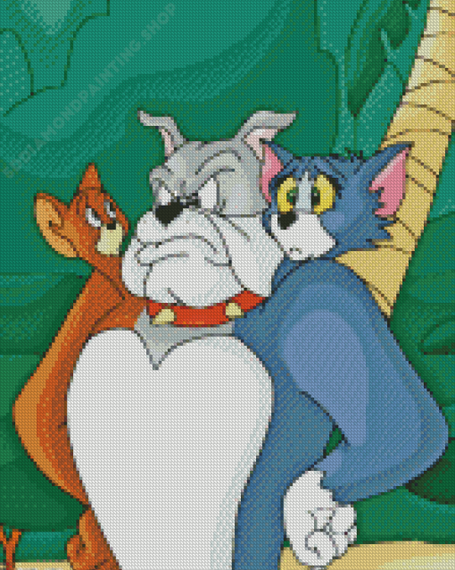 Cartoon Tom And Jerry And Dog Diamond Painting