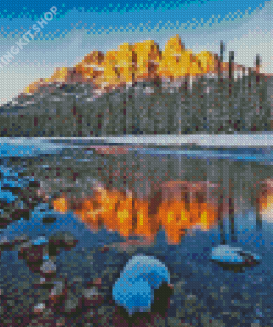 Castle Mountain In Winter Diamond Painting