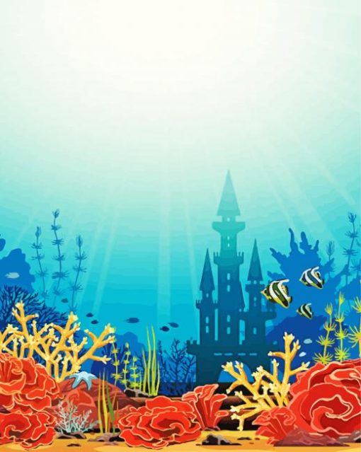 Castle Under The Sea Silhouette Diamond Painting