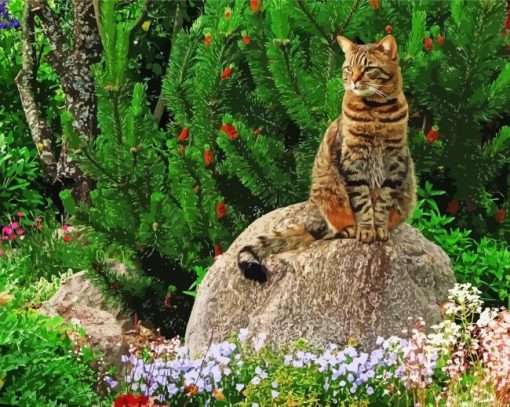 Cat In A Garden Diamond Painting