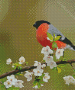 Chaffinch On Flowering Tree Diamond Painting