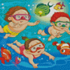 Children Swimming In Sea Diamond Painting