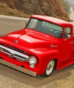 Classic Red 1955 Ford Pickup Truck Diamond Painting