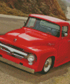 Classic Red 1955 Ford Pickup Truck Diamond Painting