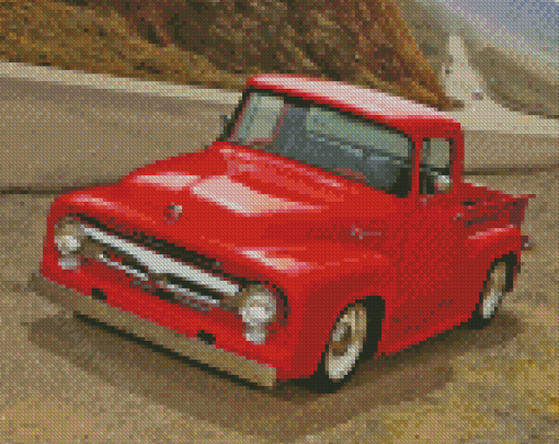 Classic Red 1955 Ford Pickup Truck Diamond Painting