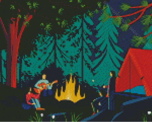 Couples In Forest Camp Diamond Painting