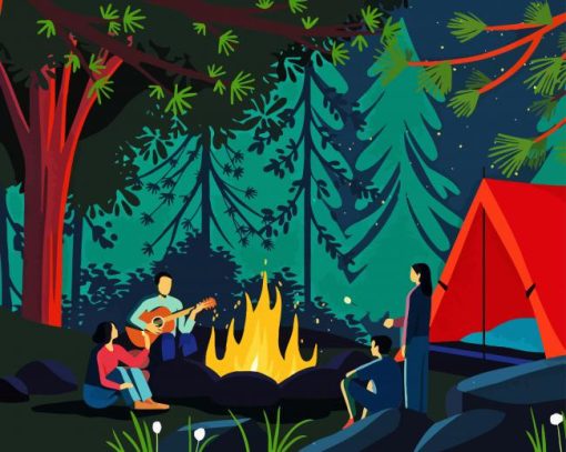 Couples In Forest Camp Diamond Paintings