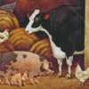 Cow And Pig With Chickens Diamond Painting