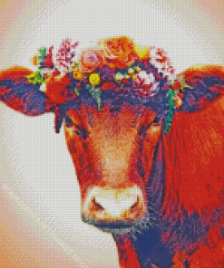 Cow With Flower Crown Diamond Painting