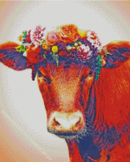 Cow With Flower Crown Diamond Painting