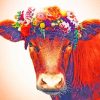 Cow With Flower Crown Diamond Painting