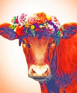 Cow With Flower Crown Diamond Painting