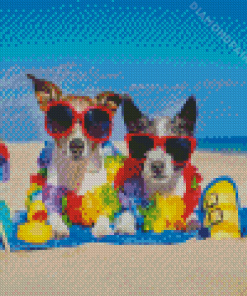 Dogs In Beach Diamond Painting