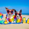 Dogs In Beach Diamond Painting