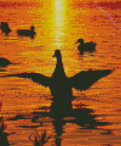 Duck Sunset Diamond Painting