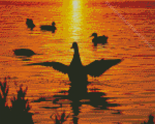 Duck Sunset Diamond Painting